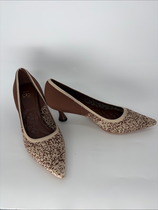 Cosy Island Shoes - Cosy Island Brown and Cream Pointed Toe Kitten Heel Knit Pumps - Sz 7 NWOB